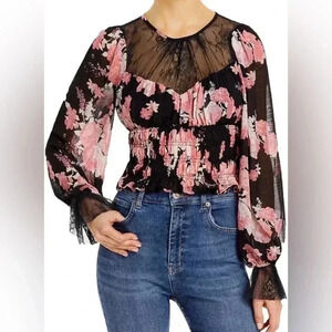 Free People Daphne Floral Crop Blouse
